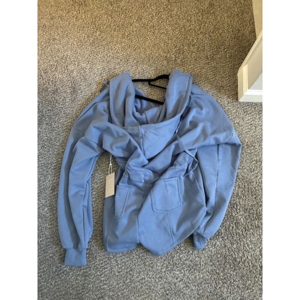 Popflex Women's Blue Athletic Hoodie Cloud Romper - Stonewash NWT - Picture 5 of 6